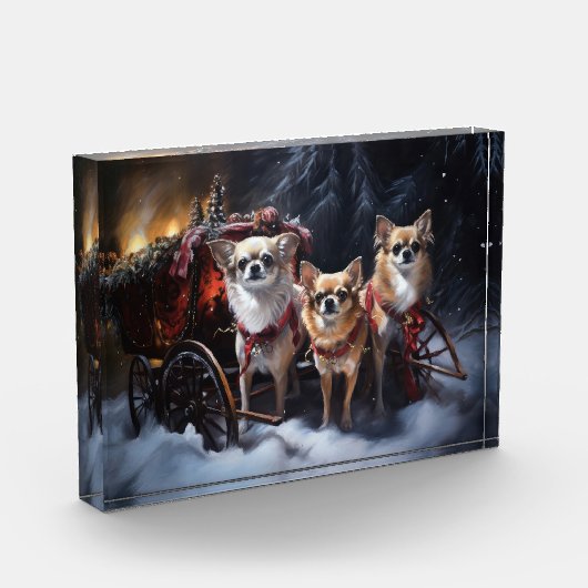 Chihuahua Sneeuwslee Kerst Decor Fotoblokken (Links)