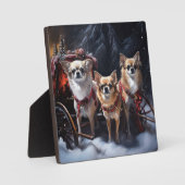 Chihuahua Sneeuwslee Kerst Decor Fotoplaat (Voorkant)