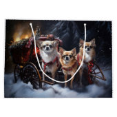 Chihuahua Sneeuwslee Kerst Decor Groot Cadeauzakje (Achterkant)