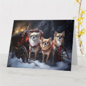 Chihuahua Sneeuwslee Kerst Decor Kaart (Gele Bloem)