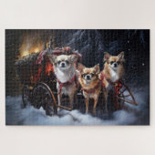 Chihuahua Sneeuwslee Kerst Decor Legpuzzel (Horizontaal)