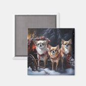 Chihuahua Sneeuwslee Kerst Decor Magneet (Voorkant / Achterkant)