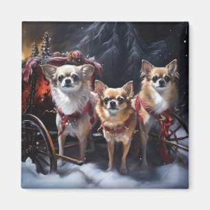 Chihuahua Sneeuwslee Kerst Decor Magneet