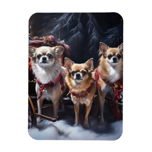 Chihuahua Sneeuwslee Kerst Decor Magneet (Verticaal)