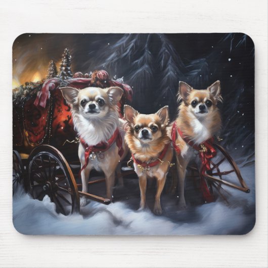 Chihuahua Sneeuwslee Kerst Decor Muismat (Voorkant)
