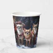 Chihuahua Sneeuwslee Kerst Decor Papieren Bekers (Voorkant)