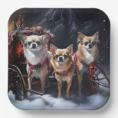 Chihuahua Sneeuwslee Kerst Decor Papieren Bordje (Voorkant)