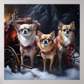 Chihuahua Sneeuwslee Kerst Decor Poster (Voorkant)