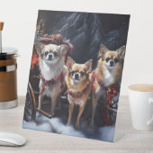 Chihuahua Sneeuwslee Kerst Decor Reclamebord Met Voetstuk (Insitu)