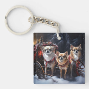 Chihuahua Sneeuwslee Kerst Decor Sleutelhanger