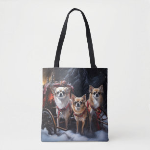 Chihuahua Sneeuwslee Kerst Decor Tote Bag