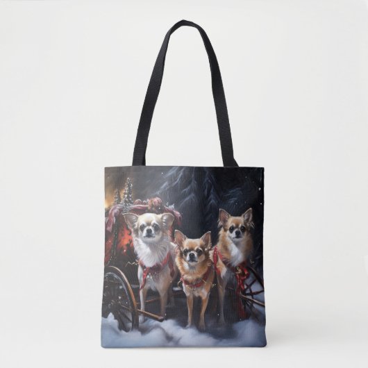 Chihuahua Sneeuwslee Kerst Decor Tote Bag (Voorkant)