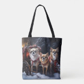 Chihuahua Sneeuwslee Kerst Decor Tote Bag (Achterkant)