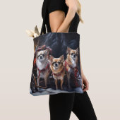 Chihuahua Sneeuwslee Kerst Decor Tote Bag (Dichtbij)
