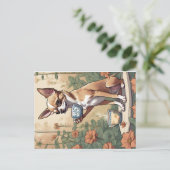 Chihuahua Snippende thee in de tuin Briefkaart (Staand voorkant)