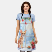 Chihuahua Snowy Windowsill Holiday Christmas Art Schort (Gedragen)