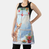 Chihuahua Snowy Windowsill Holiday Christmas Art Schort (Insitu)