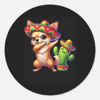 Chihuahua Sombrero Cinco de Mayo Mexicaanse Cactus Ronde Sticker