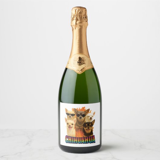 Chihuahua sparkling wijnetiket (Voorkant)