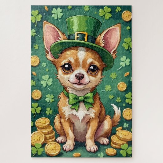 Chihuahua St Patrick’s Day Cute Lucky Dog Legpuzzel (Verticaal)