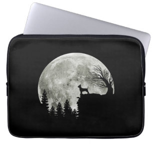 Chihuahua staande op berg maanlicht Halloween Laptop Sleeve