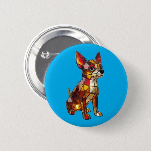 Chihuahua Stained Glass Button (Voorkant /achterkant)