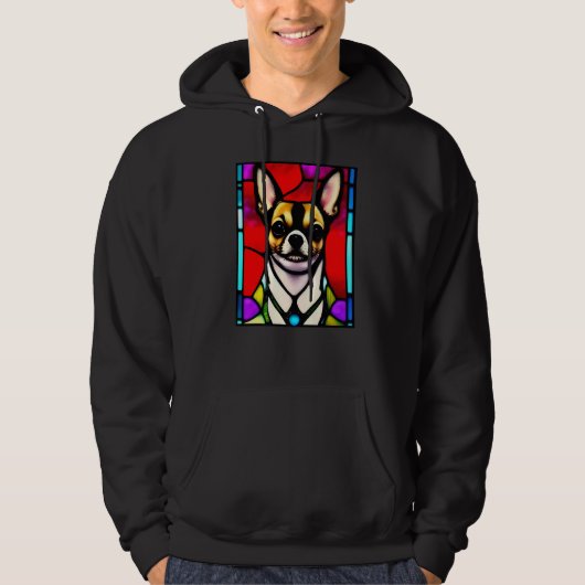 Chihuahua - Stained Glass Pop Art Premium_2 Hoodie (Voorkant)