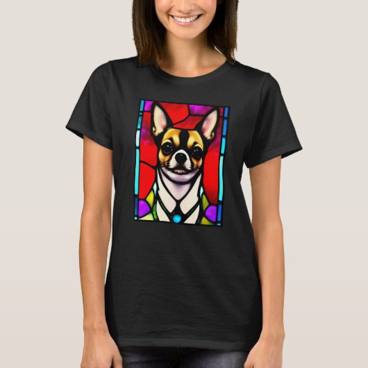 Chihuahua - Stained Glass Pop Art Premium_2 T-shirt (Voorkant)