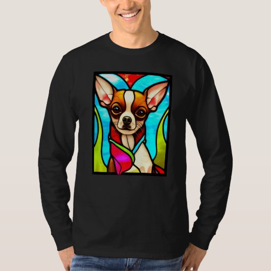 Chihuahua - Stained Glass Pop Art Premium_3 T-shirt (Voorkant)