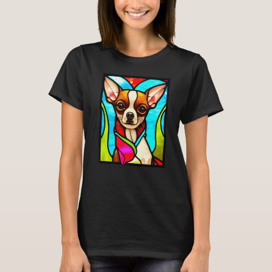 Chihuahua - Stained Glass Pop Art Premium_3 T-shirt (Voorkant)