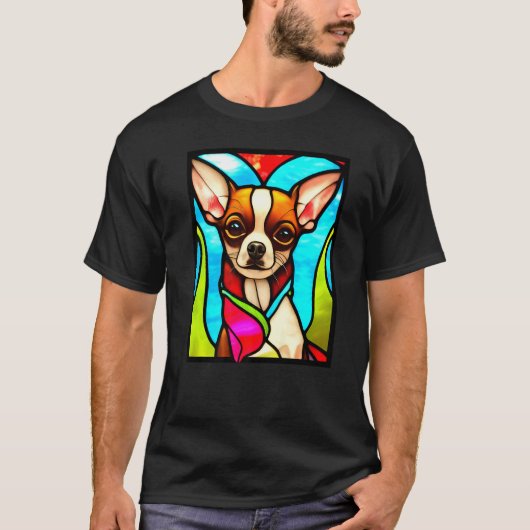 Chihuahua - Stained Glass Pop Art Premium_3 T-shirt (Voorkant)