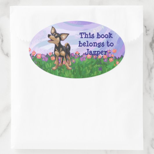 Chihuahua Stationery Ovale Sticker (Tas)