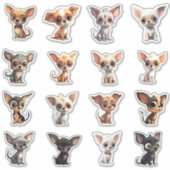 Chihuahua Sticker Blad 16 Dog Cartoon Chihuahuas (Voorkant)