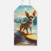 Chihuahua strand surfen schilderij cadeaulabel (Achterkant)