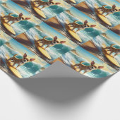 Chihuahua strand surfen schilderij cadeaupapier (Hoek)