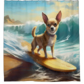 Chihuahua strand surfen schilderij douchegordijn (Voorkant)