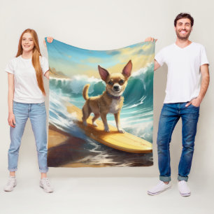 Chihuahua strand surfen schilderij fleece deken