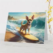Chihuahua strand surfen schilderij kaart (Gele Bloem)