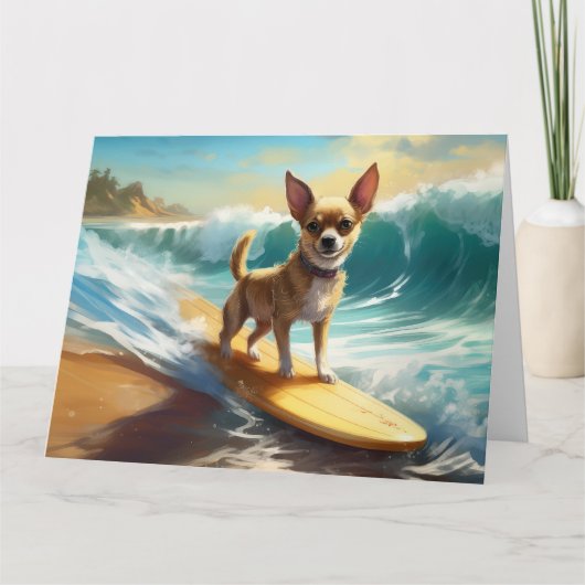 Chihuahua strand surfen schilderij kaart (Voorkant)