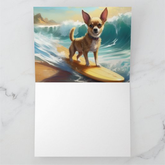 Chihuahua strand surfen schilderij kaart (Binnen)