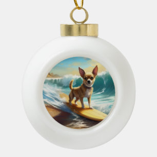 Chihuahua strand surfen schilderij keramische bal ornament