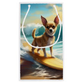 Chihuahua strand surfen schilderij klein cadeauzakje (Achterkant)