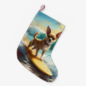 Chihuahua strand surfen schilderij kleine kerstsok (Voorkant (Hangend))