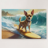Chihuahua strand surfen schilderij legpuzzel (Horizontaal)