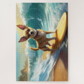 Chihuahua strand surfen schilderij legpuzzel (Verticaal)