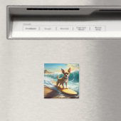 Chihuahua strand surfen schilderij magneet (Insitu (Vaatwasser))