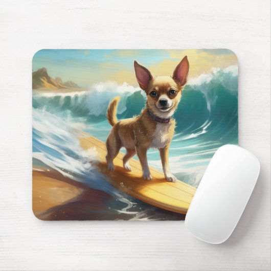 Chihuahua strand surfen schilderij muismat (Met muis)
