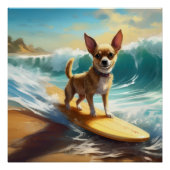 Chihuahua strand surfen schilderij perfect poster (Voorkant)