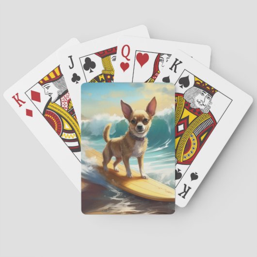 Chihuahua strand surfen schilderij pokerkaarten (Achterkant)