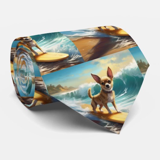 Chihuahua strand surfen schilderij stropdas (Opgerold)